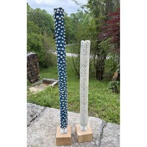Set Of 2 Discontinued Uttermost Home Accents Markira Blue Sculptures S/3 17986